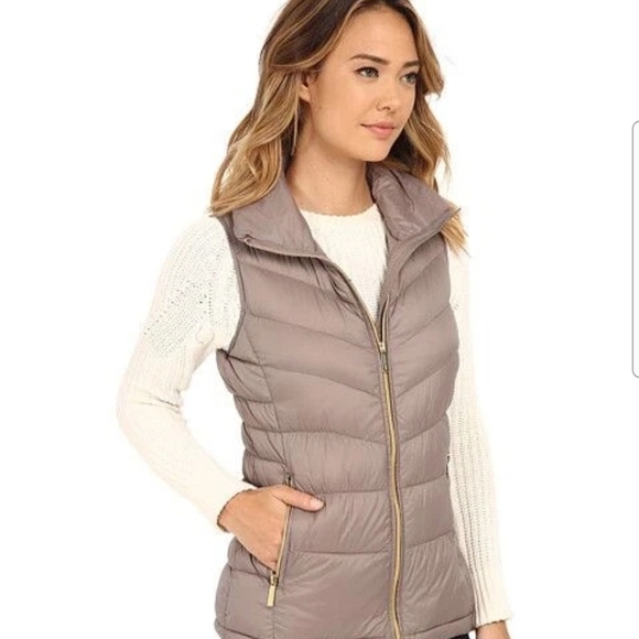 Michael Kors Taupe Puffer Vest - Picture 1 of 7